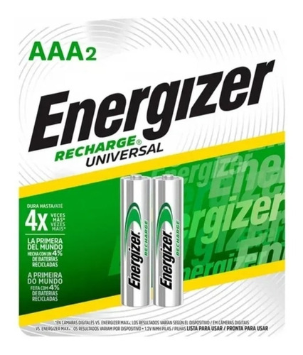 Pilas Baterias Recargables Energizer Aaa X 2 - 700 Mah