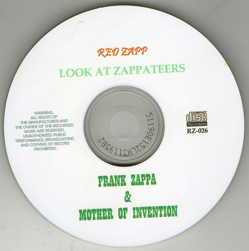 Frank Zappa Look At Zappateers Cd 19 Tracks Japan 2009