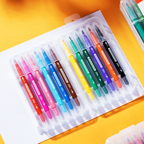 3pack Plumones Lettering Doble Punta Marcadores Deli 12pz
