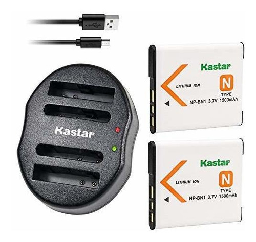 Kastar Batería (x2) Y Doble Cargador Usb Para Sony Npbn1 Npb