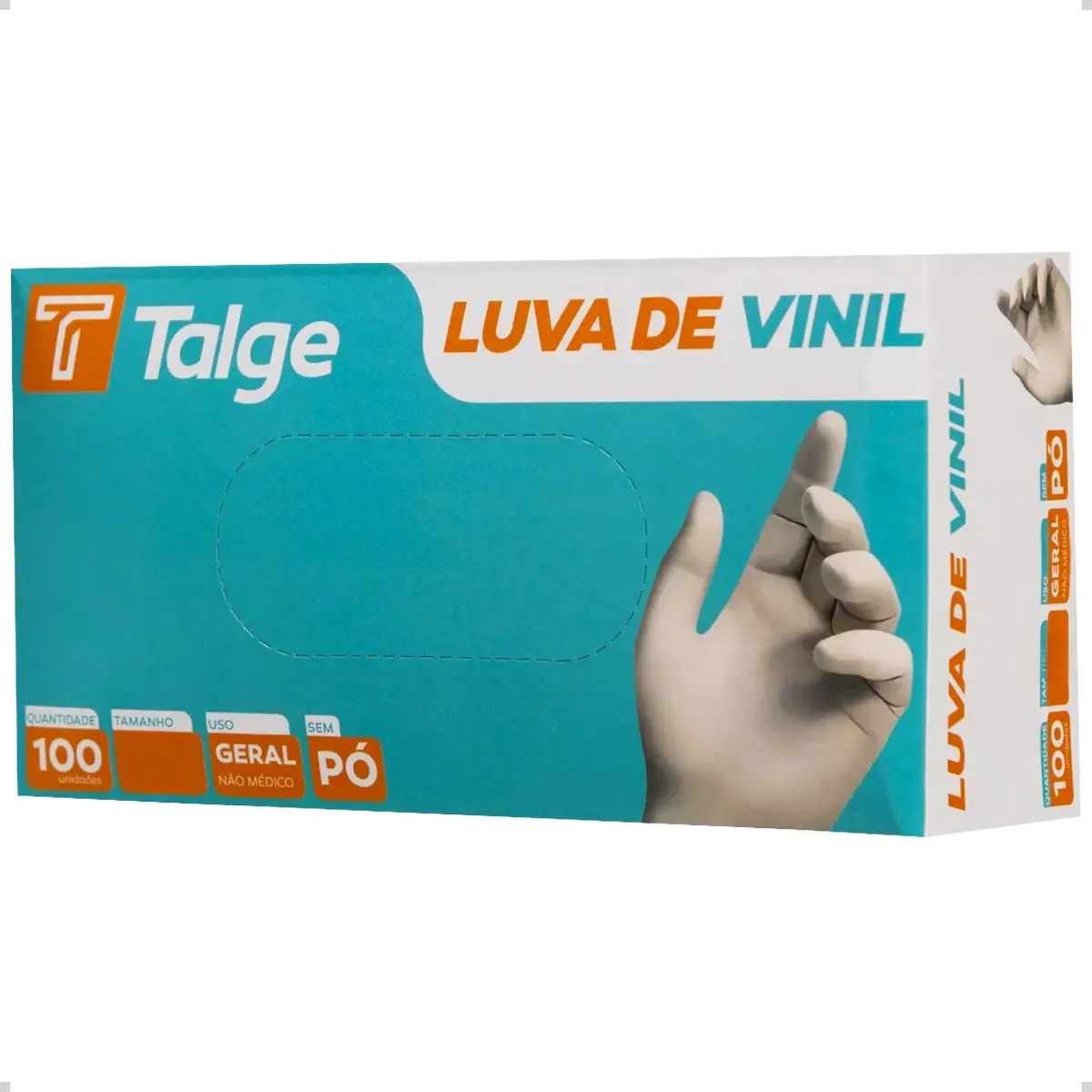 Luva Vinil Sem Pó Talge Descartável 100 Unids - Tam: P/m/g Cor Transparente Tamanho Talge G