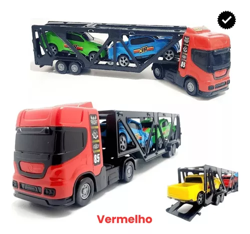 Caminhão Brinquedo Infantil Cegonha Miniatura + 2 Carrinhos