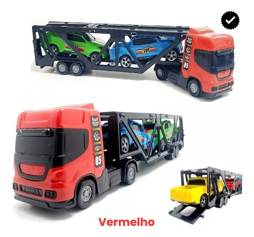 Caminhão Brinquedo Infantil Cegonha Miniatura + 4 Carrinhos - Bs Toys