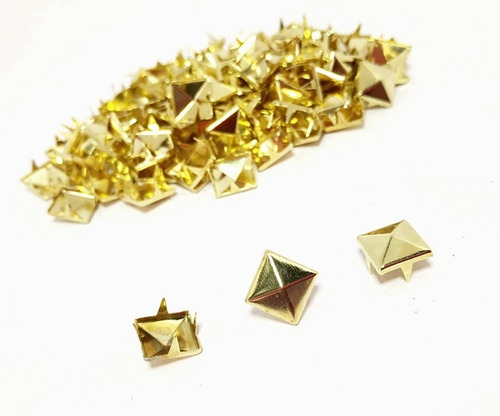 200 Estoperoles Acero Pirámide 7mm Color Dorado