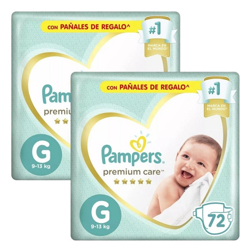Pampers Premium Care 2 Packs Mensual Talles M G Xg Xxg
