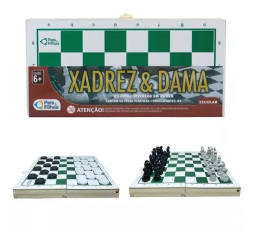 Jogos de mesa Xadrez e Damas 2 em 1 Madeira