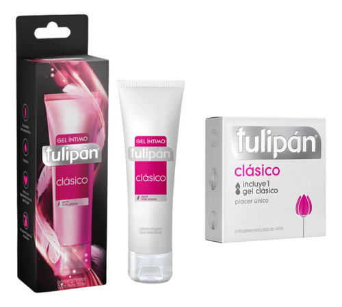 Gel Lubricante Intimo 30 Ml + 1 Caja Preservativos Tulipan