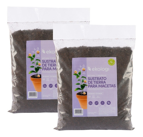 Sustrato Para Macetas Orgánico 7,5l Ekologi (2 Bolsas 15l)