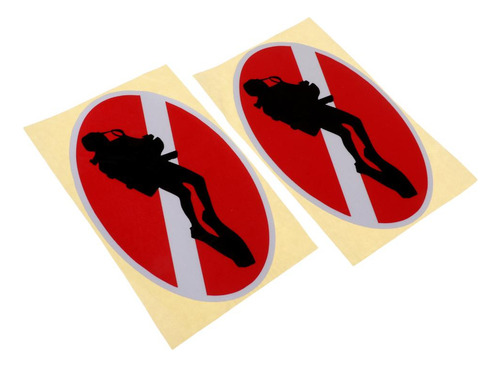 2 Piezas Etiqueta Engomada Buceo Con Accesorios Diver Down