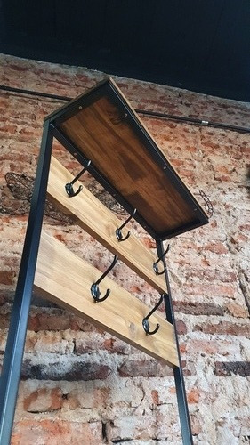 Imagen 3 de 8 de Perchero Recibidor Estilo Industrial Hierro Y Madera Banco