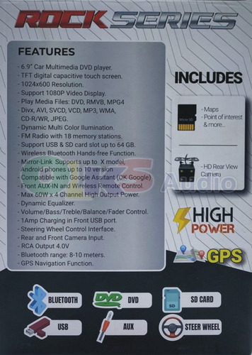 Imagen 5 de 7 de Autoestéreo Pantalla 6.9 Mirrorlink Rockseries Rks-2400mlgps