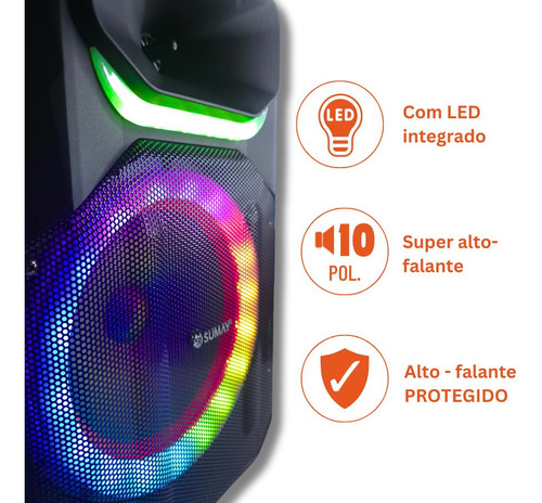 Caixa Som Portátil Amplificada Infinity 320w Sumay Bivolt