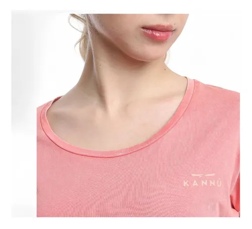 Polera Mujer Kannu Mini Logo Manga Corta Rosado