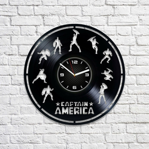 Reloj Corte Laser 2227 Capitan America Siluetas Concentricas