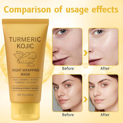 Máscara De Colágeno Kojic De Cúrcuma, Mascarilla De Gel Para