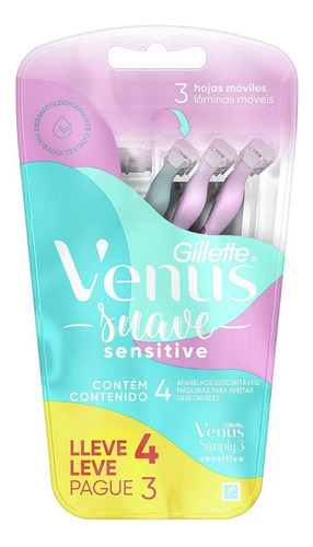 Aparelho Depilador Gillette Venus Sensitive 3 Com 4 Unidades