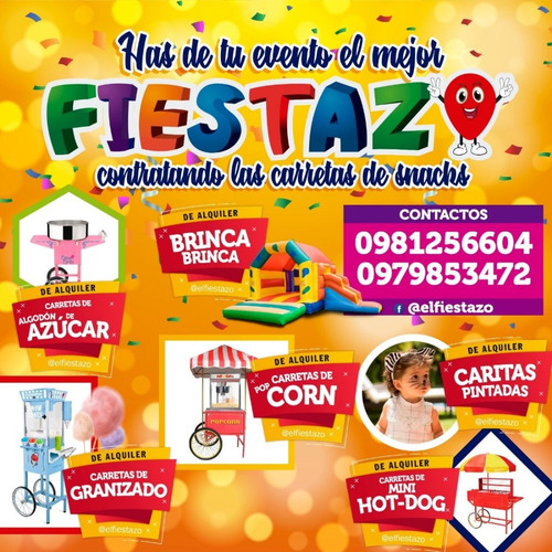 Alquiler De Carretas Snacks Para Fiestas Y Agazajos