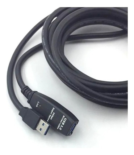 Cabo Extensor Usb 3.0 Para Webcam Ativo - 10 Metros Cor Preto