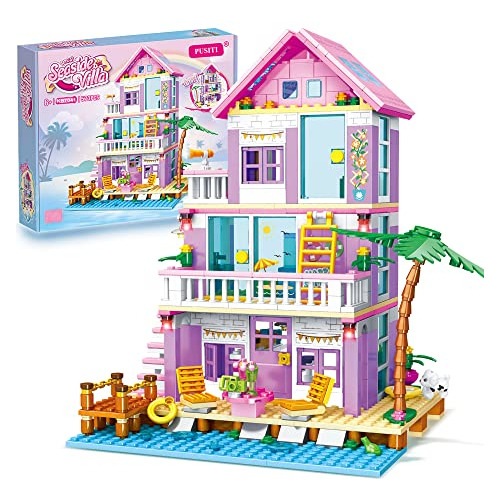 Pusiti Girls Building Blocks Dream House Toys 573 Pieces Sea