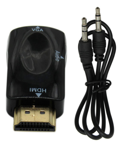 Adaptador Convertidor Hdmi Vga Negro 0.138 In Para Laptop Pc