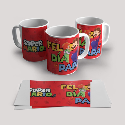 Taza O Tazon Super Mario Dia Del Padre 8 Full Print + Caja 