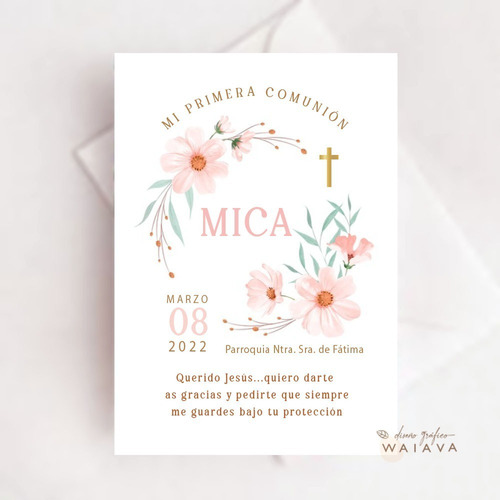 Imagen 10 de 10 de Estampas Primera Comunión Tarjetas Nenas X 4u