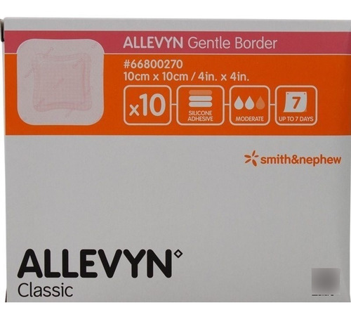 Gasa hemostática autoadhesiva Smith+Nephew Allevyn de 10cm x 10cm en pack de 10 x 1u