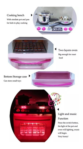 Cocina Para Muñecas Barbies De 30cm Luz Sonido