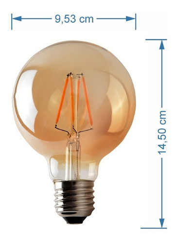 Imagen 2 de 6 de Bombillo Vintage Led Edison Color De La Luz Amarillo