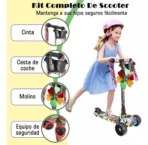 Patinete Niño con 3 Ruedas PU Led Luces Iluminadas para 3 a 12