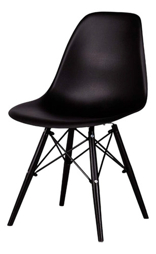 Silla Eames Para Comedor Polipropileno Durable Soporte Metal Estructura De La Silla Negro