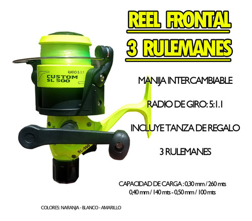 Combo Pesca Variada Rio. Caña 2.40 Mts + Reel + Linea + Caja