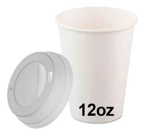 Imagen 2 de 8 de Vaso Polipapel 12 Oz Con Tapa Y Collarin 100un Palermo Fac A
