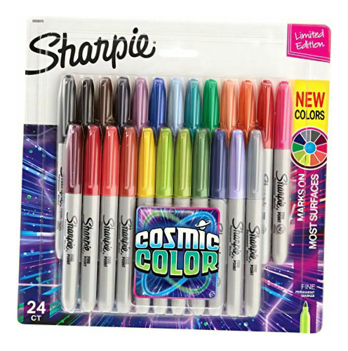 Sharpie Marcadores Permanentes, Punta Fina, Cosmic Color