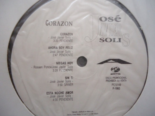 Jose Javier Solis Corazon Album Promocional Sellado Lp