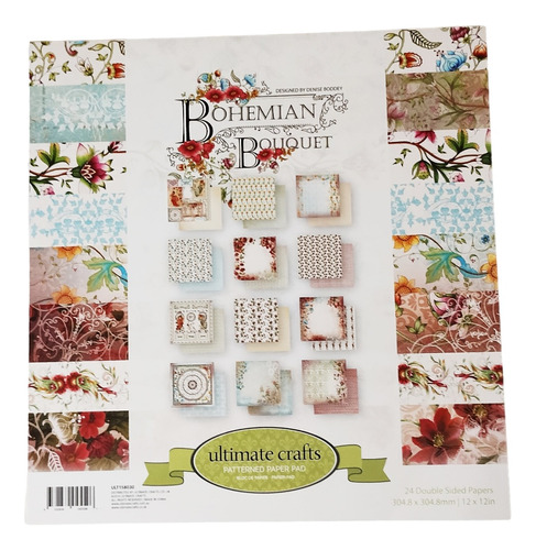 Papel Para Scrapbook Bohemian Bouquet. Ultimate Crafts.