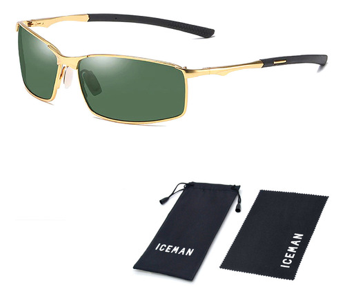 Óculos De Sol Óculos Escuros Masculino Polarizado Iceman 474 Cor Dourado / Verde