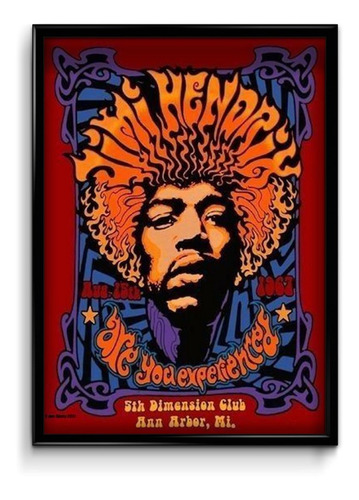 Cuadro Jimi Hendrix M1 35x50 (marco + Lámina + Vidrio)