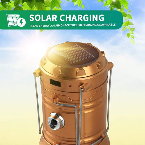 Linterna Led Solar Recargable Usb Lampara Bateria Externa