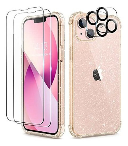 Berfy [5 En 1 Para iPhone 13 Case Glitter, Con 2x 15w5u