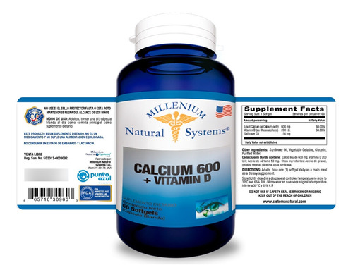 Calcio 600mg + Vitamina D X 60