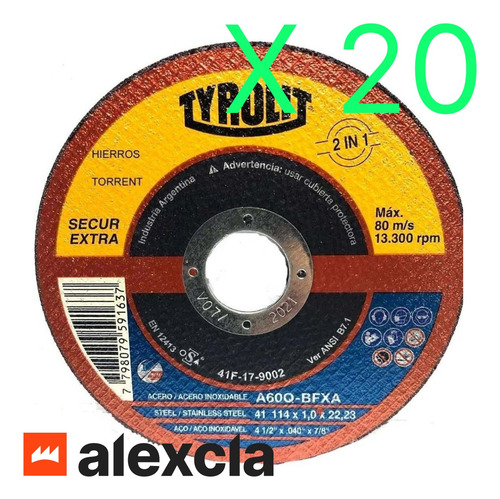 Disco Corte Tyrolit Secur 4.5 114 X 1.0mm 2 En 1 X 20 Unid