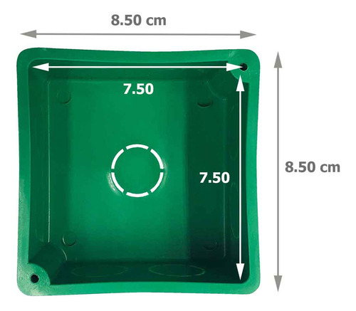 Registro 3x3 Empotrar Verde Cuadrado Sin Tapa Plastico 92 Pz