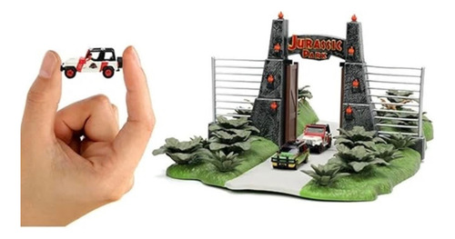 Jurassic Park Die Cast Escena Nano Con Dos Autos 30 Anivers