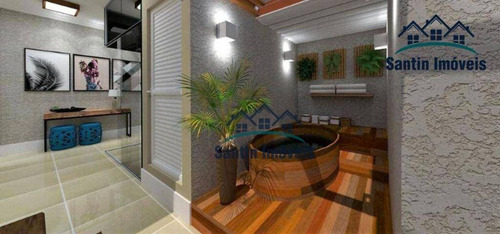 Imagem 3 de 23 de Cobertura Com Elevador, 02 Quartos, (01 Suíte ) Quintal , Lavabo, 02 Vagas Cobertas À Venda, 89 M² - Campestre - Santo André/sp - Co0731