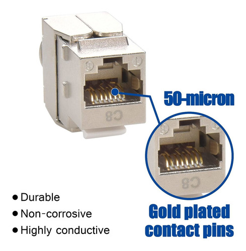 Conector Keystone Cat.8 Rj45 Sin Herramienta Blindado, ...