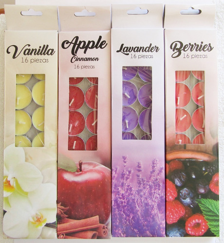 Velas Aromaticas Lote 2 X 16 Piezas 4 Aromas A Eligir