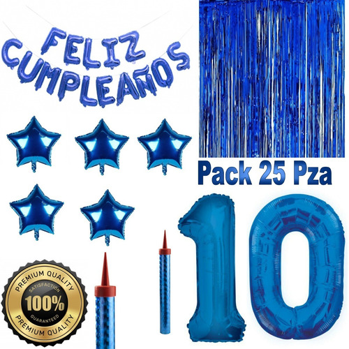 Pack 25 Pza Feliz Cumpleaños Globos Foil Metalizado Velas