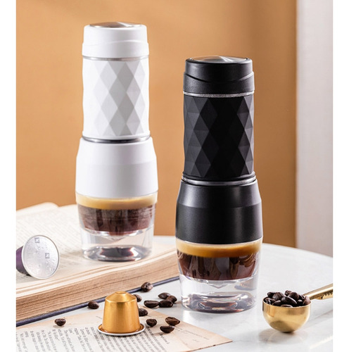 Blanco Máquina Espresso Cafetera Portátil Cápsula Y Café 1p