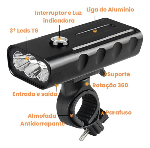 Linterna Frontal For Bicicleta Bx3 T6-l2 1000 Lúmenes +